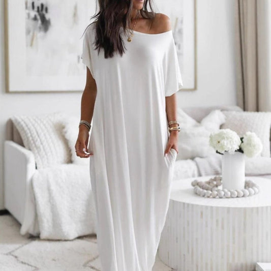 Bestseller de temporada con un 50% de descuento 🔥: vestido largo de manga corta de manga corta holgado y uniforme informal de verano para mujer