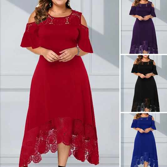 ⏳Vestido especial⏰femenino con dobladillo de encaje de hombros fríos y con límite de tiempo limitado