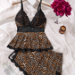 🎉Venta💕caliente de verano Encaje con cuello en V Camisola y pantalones cortos Conjunto de ropa de dormir