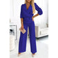 Conjunto de top y pantalón con cuello en V de moda para mujer