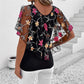 🌸Top de patchwork de malla estampada para mujer
