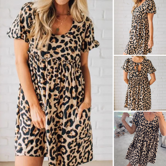 👗Mini vestido casual de mujer con estampado de leopardo