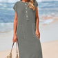 Vestido largo Henley de punto acanalado para mujer