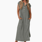 Vestido largo Henley de punto acanalado para mujer