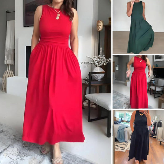 👗Vestido Maxi elegante de cuello redondo para mujer recién llegado💥2026