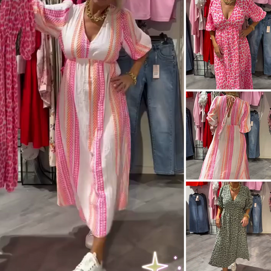 ⏳Vestido especial⏰🎀estampado con escote en V para mujer por tiempo limitado
