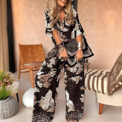 ✅ ¡Necesidades diarias! Conjunto de cuello en V estampado | Un conjunto de soluciones para usar, casual y a la moda, que no se cansa de usar todos los días