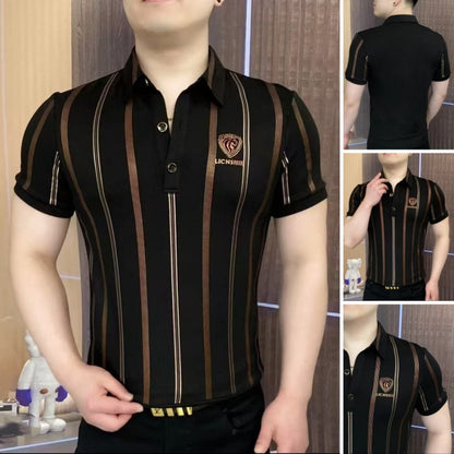 Camisetas de manga corta con solapa y cuello en V para hombre
