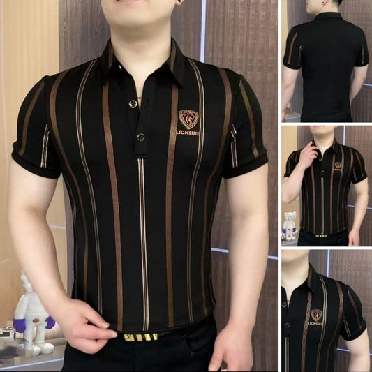 Camisetas de manga corta con solapa y cuello en V para hombre