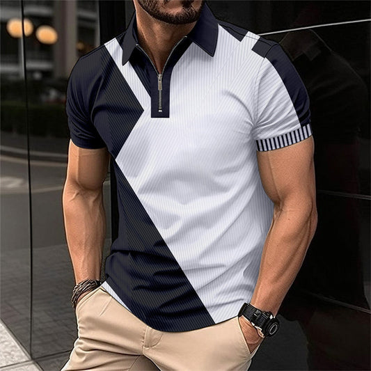 Camiseta de moda para hombre con cremallera y cuarto de cuarto