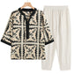 Conjunto de dos piezas para mujer: top casual holgado con mangas 3/4 y pantalón