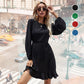 💝Elegante vestido de mujer con mangas abullonadas y dobladillo🎉 con flecos