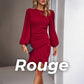 💝Elegante vestido de mujer con mangas abullonadas y dobladillo🎉 con flecos