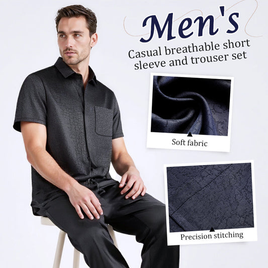 Conjunto casual de manga corta y pantalón transpirable para hombre