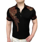 Camiseta de 3 botones con solapa de moda para hombre