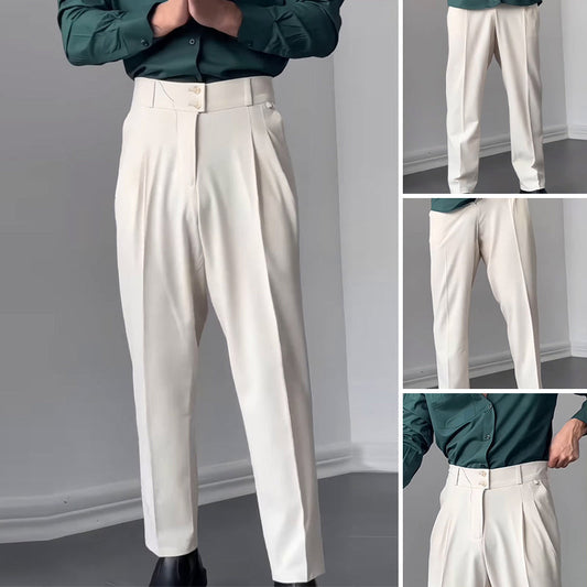 Pantalones de vestir plisados clásicos para hombre