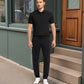 Conjunto de Camiseta con Cuello de Solapa y Pantalón para Hombre en Seda Helada