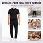 Conjunto de Camiseta con Cuello de Solapa y Pantalón para Hombre en Seda Helada
