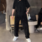 Conjunto de 2 piezas de top de manga corta y pantalones de pierna ancha para hombre