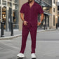 Conjunto casual de dos piezas de color sólido para hombre