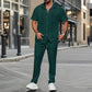Conjunto casual de dos piezas de color sólido para hombre