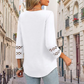 Camiseta casual sólida con cuello en V para mujer con mangas 3/4