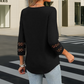 Camiseta casual sólida con cuello en V para mujer con mangas 3/4