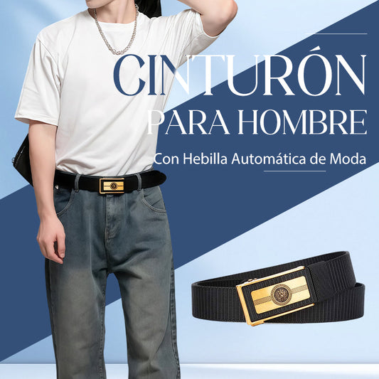 Cinturón para Hombre con Hebilla Automática de Moda