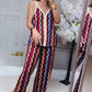 Conjunto de estampado de ondas coloridas-Top con tirantes finos y pantalones de pierna ancha