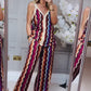 Conjunto de estampado de ondas coloridas-Top con tirantes finos y pantalones de pierna ancha