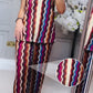 Conjunto de estampado de ondas coloridas-Top con tirantes finos y pantalones de pierna ancha