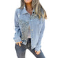 Chaqueta de mezclilla de patchwork con estampado de leopardo de moda