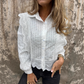 Top de solapa con ribete de encaje casual para mujer