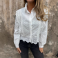 Top de solapa con ribete de encaje casual para mujer