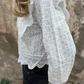 Top de solapa con ribete de encaje casual para mujer