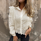 Top de solapa con ribete de encaje casual para mujer