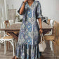 Vestido boho con volantes y cuello en V
