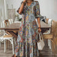 Vestido boho con volantes y cuello en V