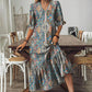 Vestido boho con volantes y cuello en V