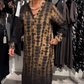 Vestido largo suelto con cuello en V y estampado de leopardo para mujer
