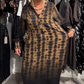 Vestido largo suelto con cuello en V y estampado de leopardo para mujer