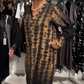 Vestido largo suelto con cuello en V y estampado de leopardo para mujer