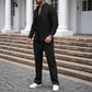 Conjunto de camisa y pantalón de punto gofre para hombre