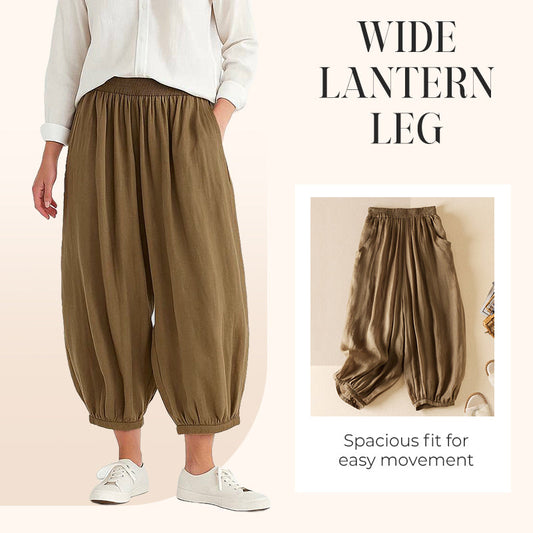 Pantalones sueltos de cintura alta estilo linterna