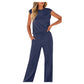Conjunto de 2 piezas de top casual sin mangas y pantalones con cordón para mujer