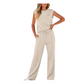 Conjunto de 2 piezas de top casual sin mangas y pantalones con cordón para mujer