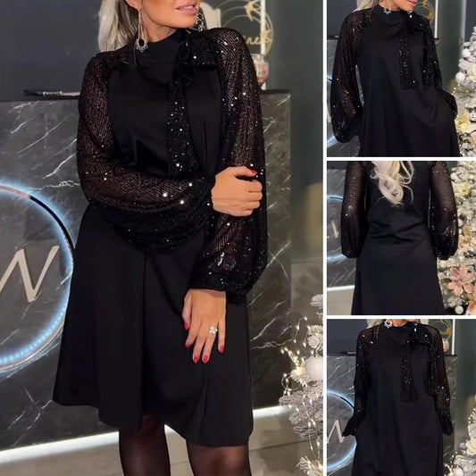 Vestido de patchwork de lentejuelas brillantes para mujer