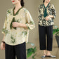 Elegante conjunto de top con cuello en V y pantalones rectos