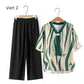 Elegante conjunto de top con cuello en V y pantalones rectos