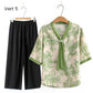 Elegante conjunto de top con cuello en V y pantalones rectos